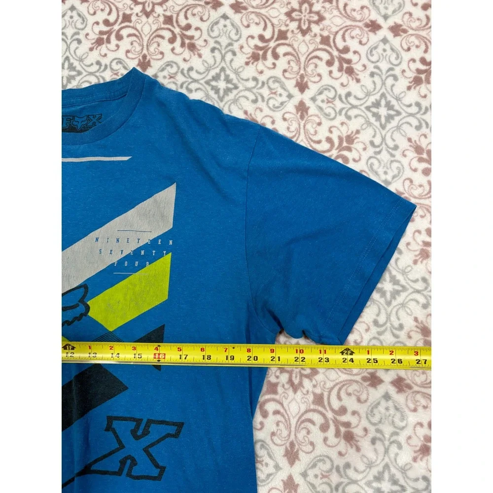 Fox Racing Mens Blue Nineteen Seventy Four Graphic T-Shirt Large Regular Fit